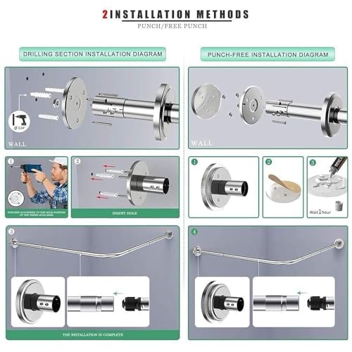 Tringle angle rideau douche U réglable et extensible pour un confort de douche maximal - 7