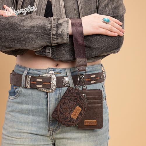 Image of Wrangler Keychain Wristlet Wallets for Women Western Dual Pouch Wristlet Credit Card Holder Wallet