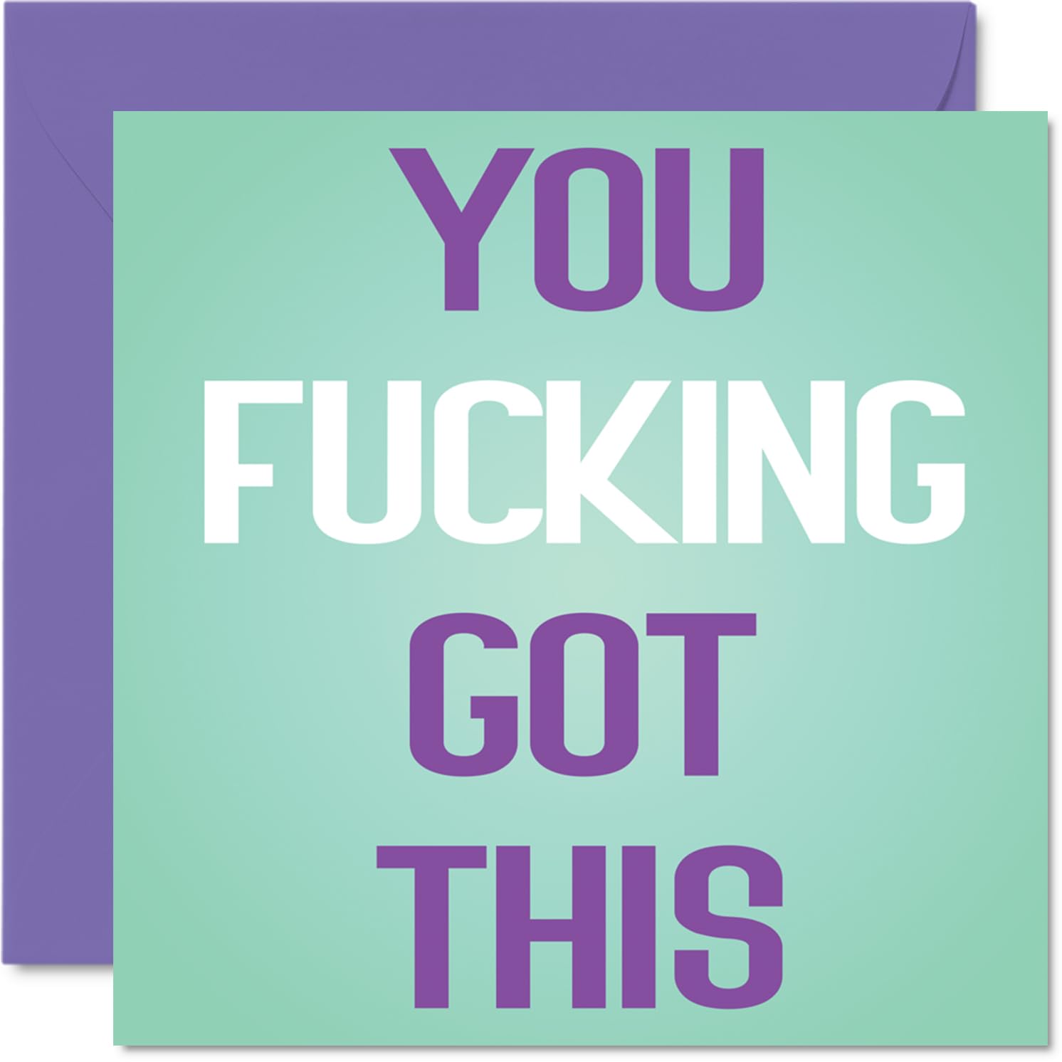 Cheeky Good Luck Card - Go on, Smash It - Bold Motivational Slogan in Playful Aqua and Purple - Cheeky Encouragement for Life's Big Moments - 145mm Square, Envelope Included