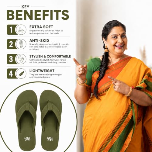 Image of ORTHO JOY Women's Doctor Ortho Slippers | Extra Soft Cushioned Footbed, Anti-Skid Lightweight Flip-Flops for Home & Daily Wear
