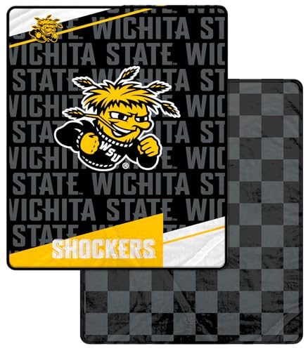 Proformance Home NCAA Wichita State Shockers Diagonal Ghost Checker Double Sided Ultra Cozy Blanket