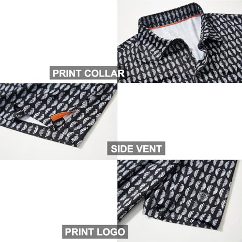 Image of Golf Shirts for Men Dry Fit Short Sleeve Print Performance Moisture Wicking Polo Shirt
