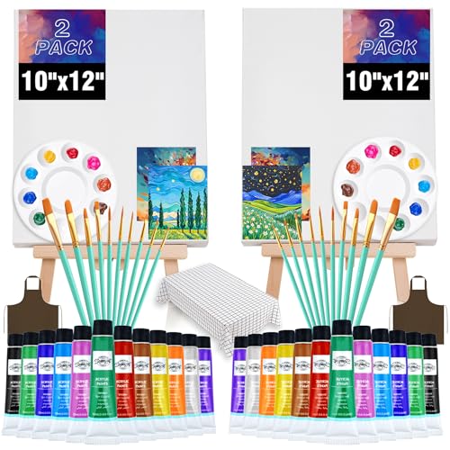 QUANWAISJ 10x12 Sip and Paint Kit for Adults Acrylic Paint Canvas Set Couples Painting Kit Date Night Piece Professional Painting Supplies Kit Perfect for Art Enthusiasts.(2Pack)
