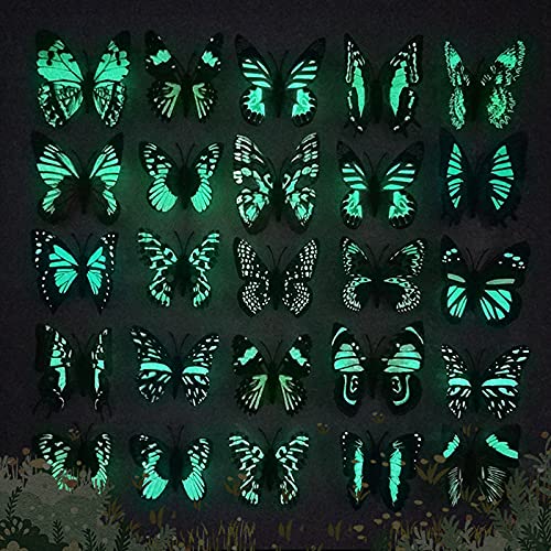 VELIHOME Estacas de vaso de flores feitas à mão borboleta, simulação luminosa 3D, artesanato, estaca