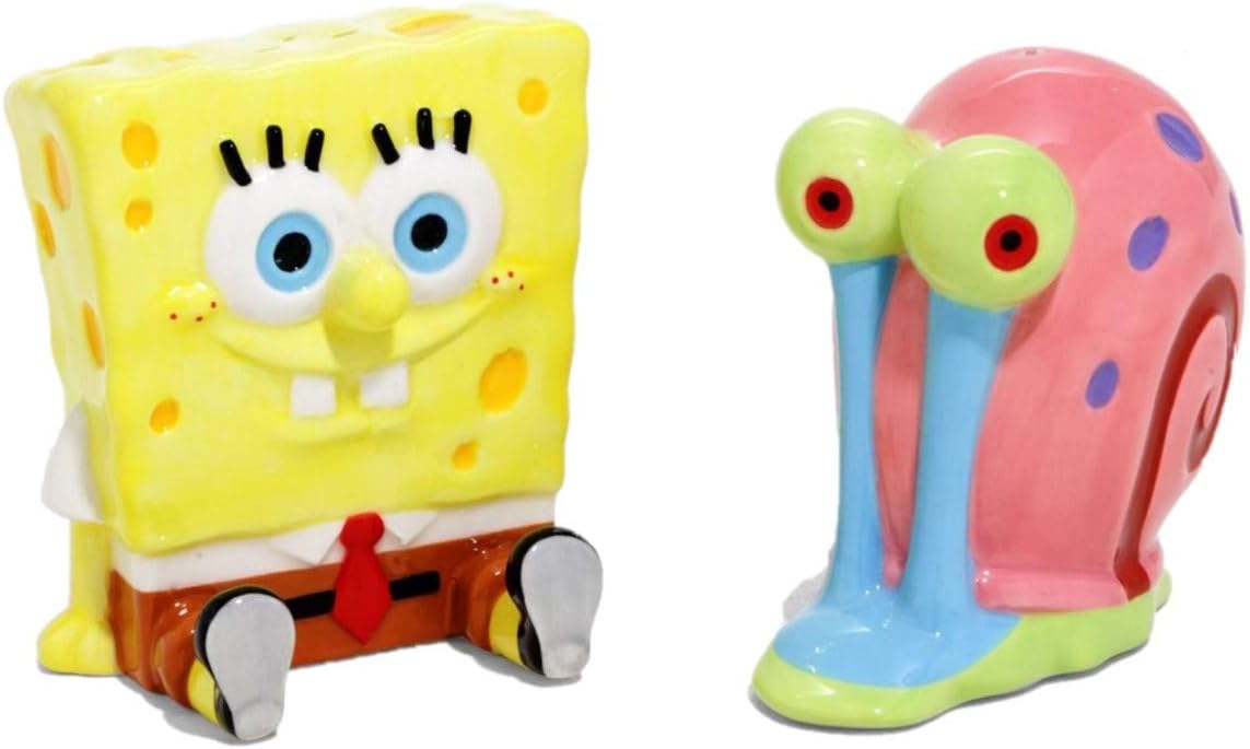 SpongeBob SquarePants Salt & Pepper Shaker Set - SpongeBob and Gary Figure Designs - Ceramic
