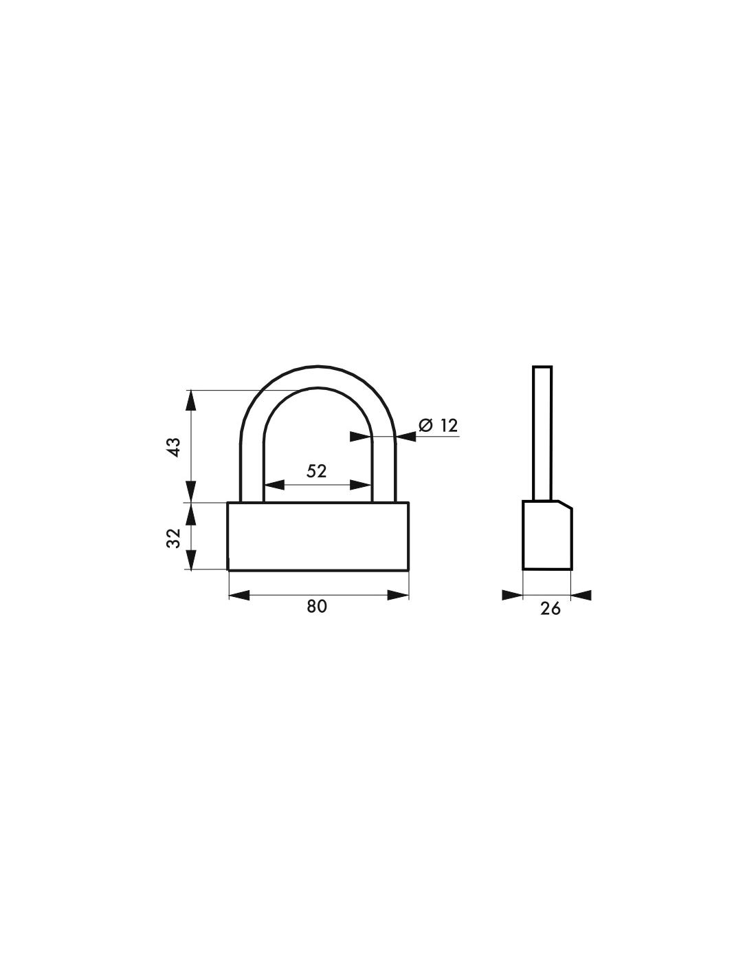 THIRARD - Cadenas à Clé Nautic 80 mm - Laiton Monobloc - Anse Acier Cémenté Nickelé - Pour Extérieur et Milieu Humide - 3 Clés Incluses - Mécanisme à Goupilles - Jaune/Doré