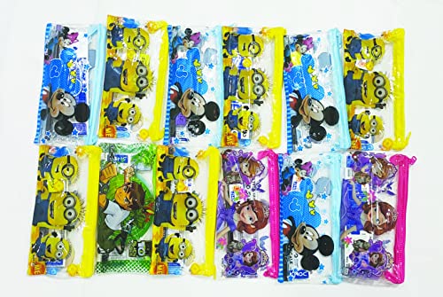 Image of Return Gift for Kids in Bulk | Stationery Pouch /Kit with Pencil /Eraser /Sharpner /Scale for School Kids Boys & Girls (Pack of 24)