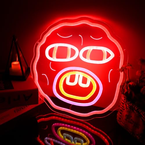 Image of Funny Neon Signs for Wall Decor, 11.8 x 11.8 Inches,Dimmable Cherry The Creator Neon Lights for Bedroom Decor, USB Power Music Bomb LED Neon Lights for Man Cave,Bar and Art Wall Decor