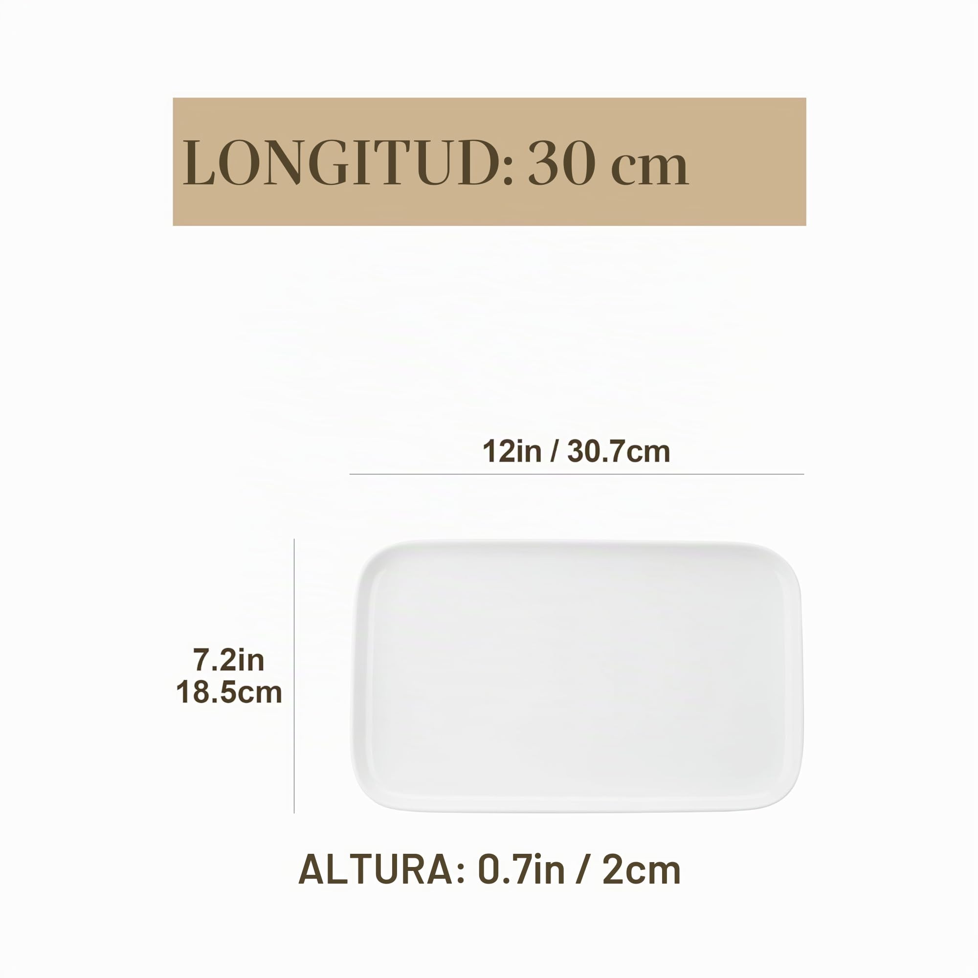 MALACASA Juego de 4 platos de servir grandes de porcelana para entretenimiento, platos rectangulares blancos de 12 pulgadas para fiestas, bodas, postres, ocasiones de lavavajillas, microondas