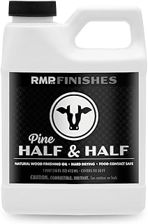 RMP Finishes Half and Half, Pure Tung Oil Mix for Wood Finishing, Cutting Boards, Butcher Blocks, Clay, Stone, and Slate, Food Grade, Pine, 16 oz.