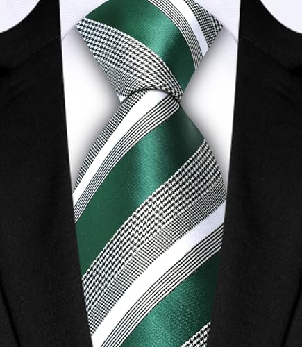 Image of GUSLESON Men's 5-pc Striped Tie Gift Set - Jacquard Necktie, Pocket Square, Cufflinks, Lapel Pin, Tie Clip - Wedding Formal Gifts