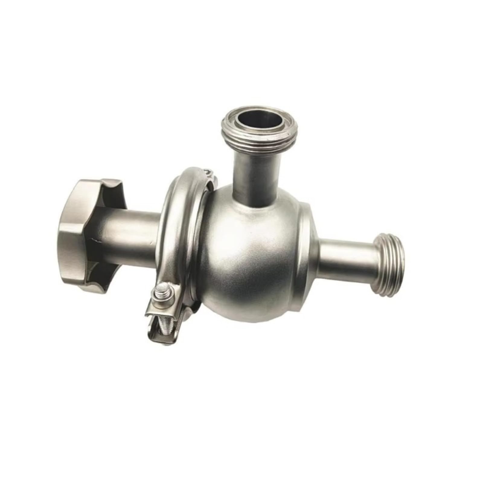 DN40 Sanitary SS304 Flow Diverter Valve Manual Thread regulating