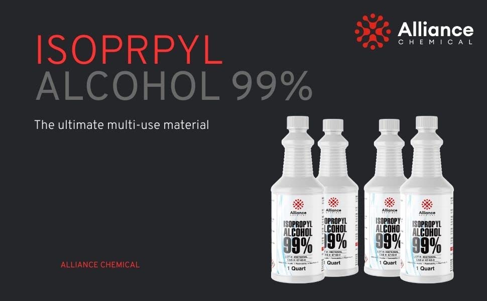 99% Isopropyl Alcohol - 1 Gallon (4 x 32 FL Oz Bottles) - High-Purity Concentrated Rubbing Alcohol for Effective Cleaning - Quick-Drying, Domestically Sourced IPA
