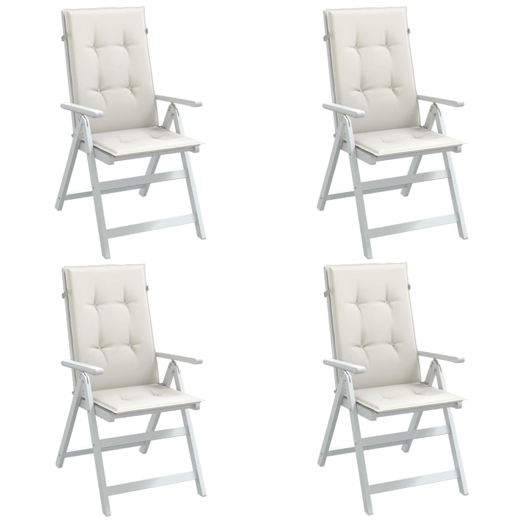 Hochlehner-Auflagen 4er Set, Melange Creme Gartenstuhl-Auflagen 120x50x4 cm, Bequeme Sitzkissen für Gartenstühle & Hochlehner, Weiche Polsterauflagen aus Stoff