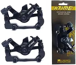 Kit 2 Pinças de Freio Disco Com Pastilhas Dianteira e Traseira Mecânica Bicicleta Mtb X-Time