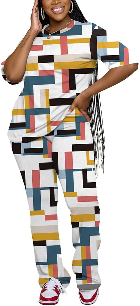 PINSV Women 2 Piece Outfits Short Sleeve Top and Flare Pants Lounge Sets Tracksuit - Image 3