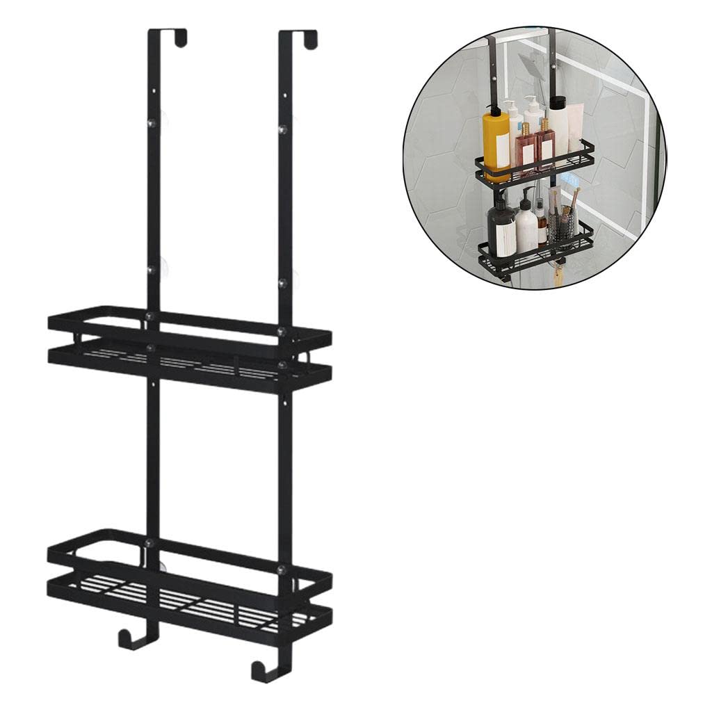 Yajuyi Organizer Doccia Mensola Portaoggetti Porta Accessori Porta Shampoo Design Antiruggine Materiale Acciaio Inox Adatto per Bagno Cucina, 2 Strati