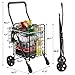 siffler Shopping Cart for Groceries, Height Adjustable Folding Utility Cart with Double Baskets, Extended Foam Cover 360° Swivel Wheels Trolley for Groceries, Laundry, Travel (Medium)