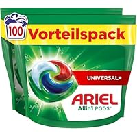 Ariel Detersivo Pods All-in-1, detersivo liquido capsule 100 lavaggi, universale+, potente rimozione delle macchie dal primo lavaggio