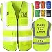Custom Safety Vest for Men with Logo Customizable High Visibility Reflective Safety Vest with Pockets Adult Unisex