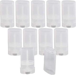 10PCS 15ml 0.5oz Clear Empty Plastic Oval DIY Lipstick Lip Balm Lip Gloss Tubes Deodorant Crayon Chapstick Tube Bottle Containers Oval Holder Case Pipe