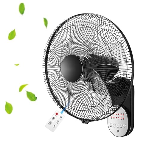 JINJIANNING Retro Wall-Mounted Electric Fan, All Copper Industrial Oscillating Fan with Remote Control, 14/16/18in, Vintage Metal Design for Home, Office, and Commercial Use(16in)