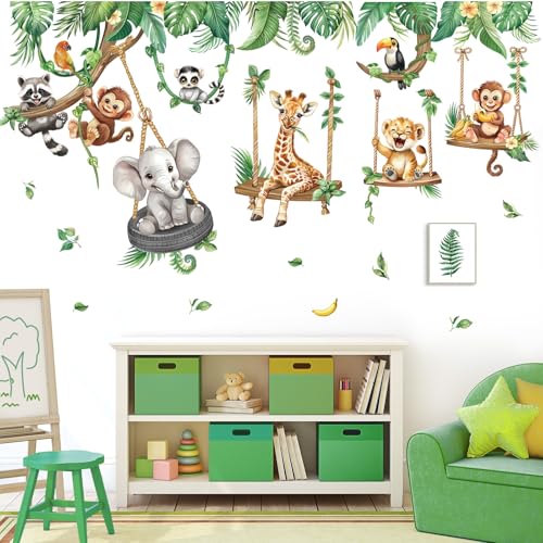 decalmile Jungle Animal on Swings Safari Animal Wall Decals Stickers by decalmile - Used condition - Image 3