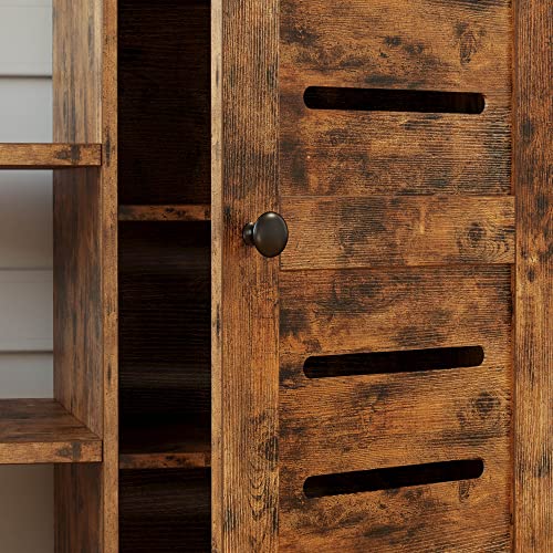 Ironck Storage Cabinet With Charging Station And Wheels, 31.5" Kitchen Cart Cabinet With Shelves, Removable Cart Handle Cup Hook, Cupboard For Kitchen, Living Room, Industrial, Vintage Brown #TOP7