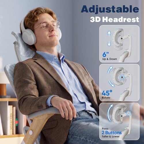 Image of Ergonomic Office Chair, High Back Home Desk Chair with Flip-Up Arms, 3D Headrest, 90-120 Tilt and Wide Cushion Seat, Big and Tall Computer Chairs for Man Woman, Mesh Chair Black Woodgrain