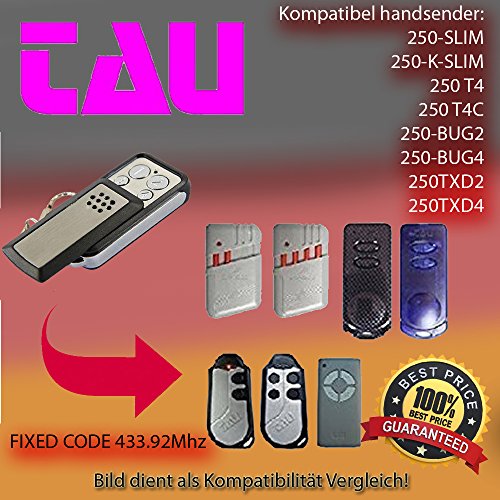 Télécommande de rechange compatible avec les modèles TAU 250-SLIM, TAU 250-K-SLIM, TAU 250 T4, TAU 250 T4C, TAU 250-BUG2, TAU 250-BUG4, TAU 250TXD2, TAU 250TXD4
