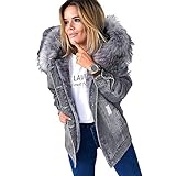 BZB Women's Hooded Denim Jackets Thicken Lined Faux Fur Plus Size Parka Jackets Coat Size S-3XL