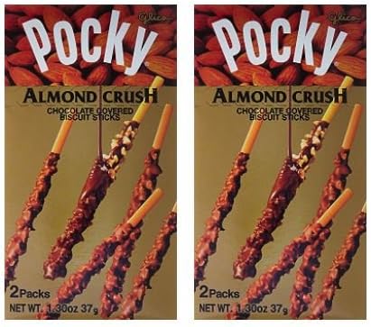 Pocky Chocolate Almond Crush Biscuit By Glico From Japan 12 Sticks (Pack of 2)