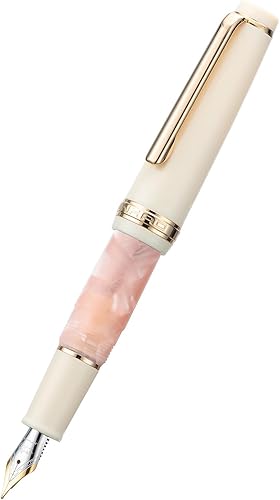 Miniatura 9 de Jinhao 82 Mini pluma estilográfica acrílica, punta doblada iridio con convertidor de tinta, mini bolígrafo de viaje rosa Sakura de bolsillo corto