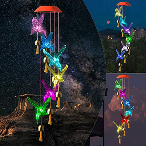 Hummingbird Wind Chimes, Gifts for mom, Wind Bell, Solar Wind Chimes, Gifts for Women, Gifts for Grandma, Garden Decor, Garden Gifts,, Wind Chimes Outdoor