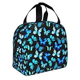 Cute Blue Butterfly Lunch Bag Lunch Containers For Hot Food Kawaii Lunch Box For Teen Girls School L