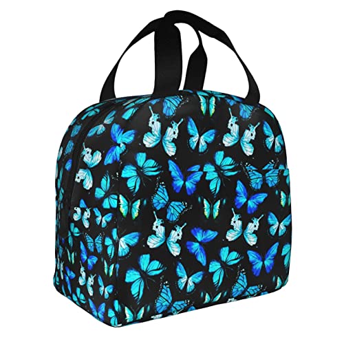 Cute Blue Butterfly Lunch Bag Lunch Containers For Hot Food Kawaii Lunch Box For Teen Girls School Lunch Accessories For Kids Bento Box Personalized Gifts Tote Bags Fit Work Travel Picnic #TOP6