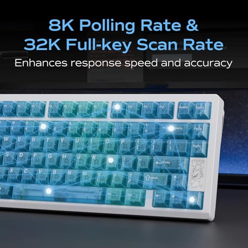 Image of OOCTPK Chilkey Slice75 HE Gaming Keyboard: Hall Effect Aluminum Keyboard with Flux Switch, Rapid Trigger, 8K Polling, Per-Key RGB Gaming Magnetic Switch Key Board for Gaming (Translucent Blue)
