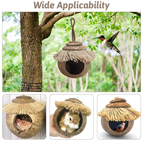 image for Tfwadmx Coconut Hide with Loop, Natural Coconut Fiber Hanging Birdhous