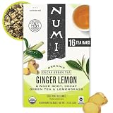Numi Organic Tea Ginger Lemon, 16 Count (Pack of 1) Box of Tea Bags, Decaf Green Tea (Packaging May Vary)