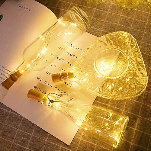 Xingtong Wine Bottle Lights With Cork - With 10 Pack 20 Led 5 Dimmable Modes Battery Operated Led Silver Wire Fairy String Lights For Diy Festival Wedding Party Indoor Outdoor Decoration(Warm White) #TOP2