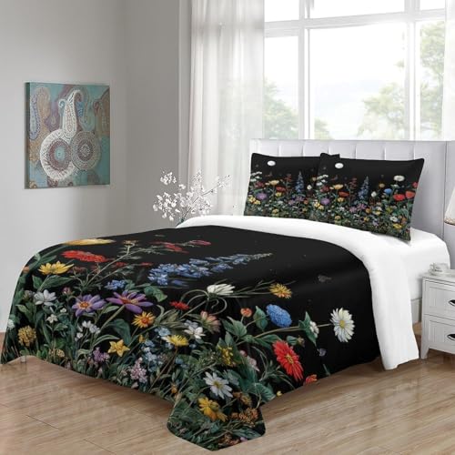 Housse de couette fleurs 3D抗皱免烫单人被套140x200cm微纤维隐形拉链床品 - 8