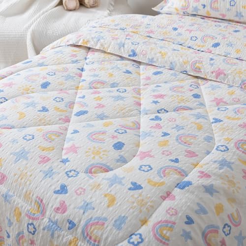 Image of Caressma Rainbow Star Toddler Bedding Set 4 Pieces Kids Comforter Set