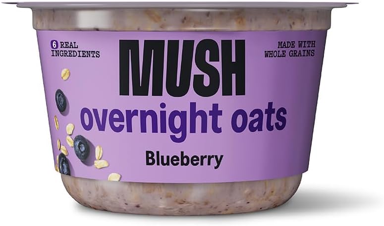 MUSH Overnight Oats - Blueberry - Good Source of Fiber, Non-GMO, Dairy Free, Gluten Free, 5oz
