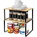Belle Vous Stapelbares Regal Küche aus Natürlichem Bambus (2 Stk.) - Stapelbares und Erweiterbares Regal für Küchenschrank, Bad und Vorratskammer - Multifunktionales Küchenregal Organizer