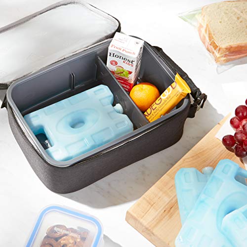 Image of Amazon Basics Reusable Hard Sided Ice Packs for Lunch Boxes, Stay Cold, No Leak, BPA Free, Rectangular, 6.5 inch x 4.3 inch x 1.2 inch, Blue, 4-Pack