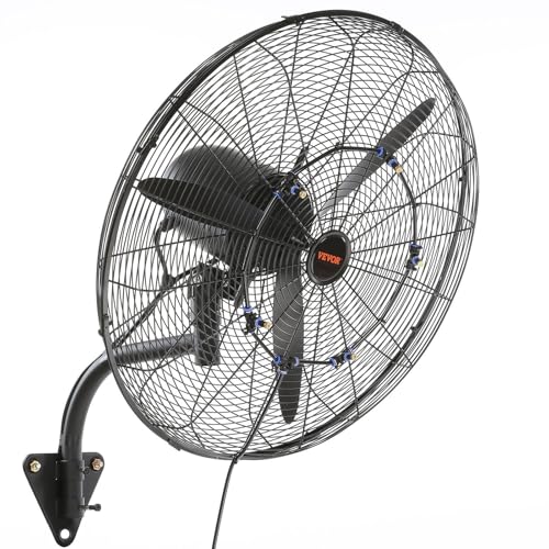 VEVOR 24 Inch 3-Speed 7000 CFM Black Waterproof Wall Mount Oscillating Fan by VEVOR - Used condition - US$102.65