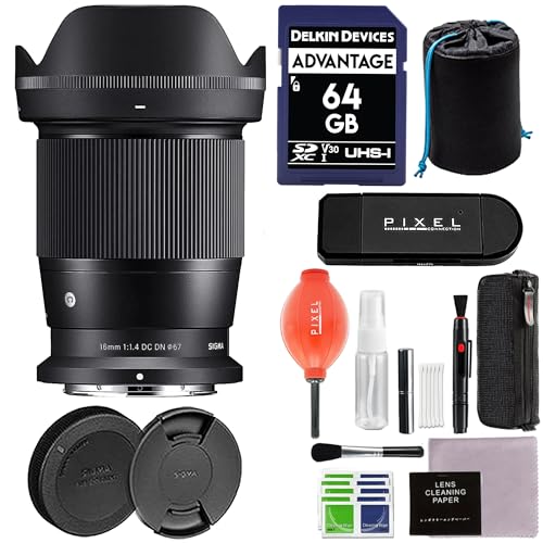 Sigma 16mm f/1.4 DC DN Contemporary Lens for Nikon Z Mount with Advanced Accessory & Travel Bundle | 402973 | Sigma 16mm f/1.4 Nikon Z Lens