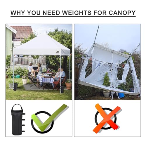 Image of Eurmax USA 4-Pack Universal Canopy Weights, Secure Wind Protection to Prevent Tipping, Easy Wrap-Around Installation Heavy Duty Sandbags (Without Sand), Fits All Instant Shelter Legs,Black