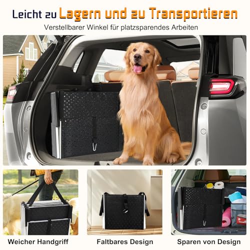 Hundetreppe Für Große Hunde, Extra Breit 4 Stufen Hunderampe Klappbar, Leichte Und rutschfeste Hundetreppe Für Auto, Lastwagen Und SUV, Unterstützung Bis 100 KG