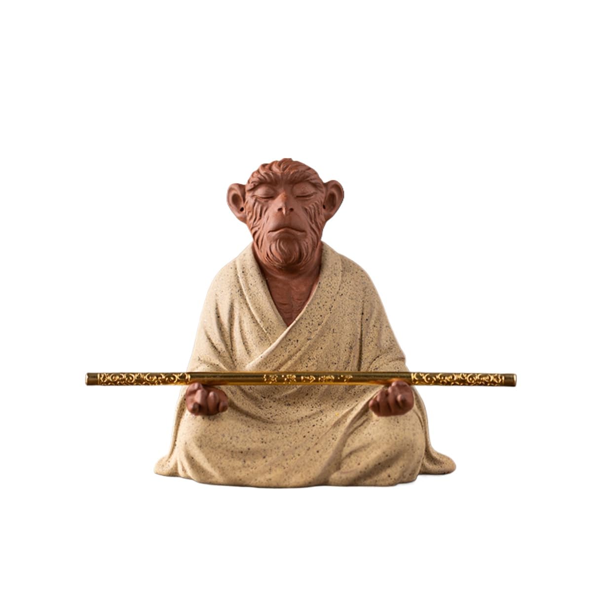 AOTTSD Purple Sand Monkey King Statue, Zen Meditation Buddha Figurine